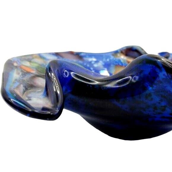 Murano Italian Art Glass Bowl Blue Millefiori Confetti Venetian Mid Century Mod - Picture 7 of 10